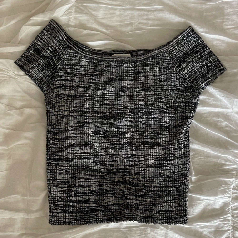 Gray ribbed crop top
